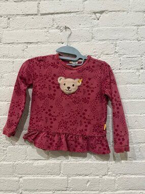 Steiff Girls Sweatshirt — Teddy Bear Appliqué, Size 116 (5-6Y)